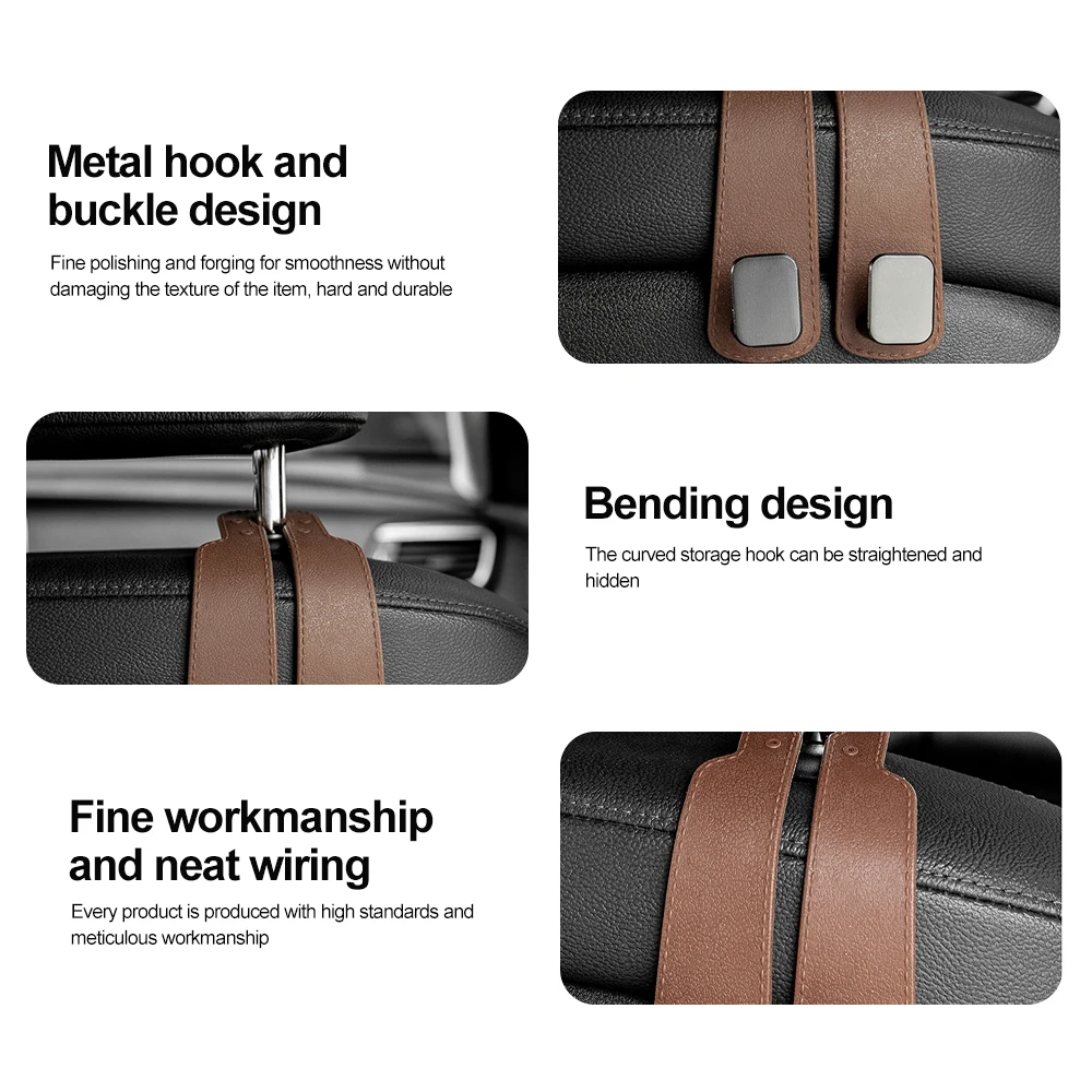Car Headrest Hook Dual 20KG Load-Bearing