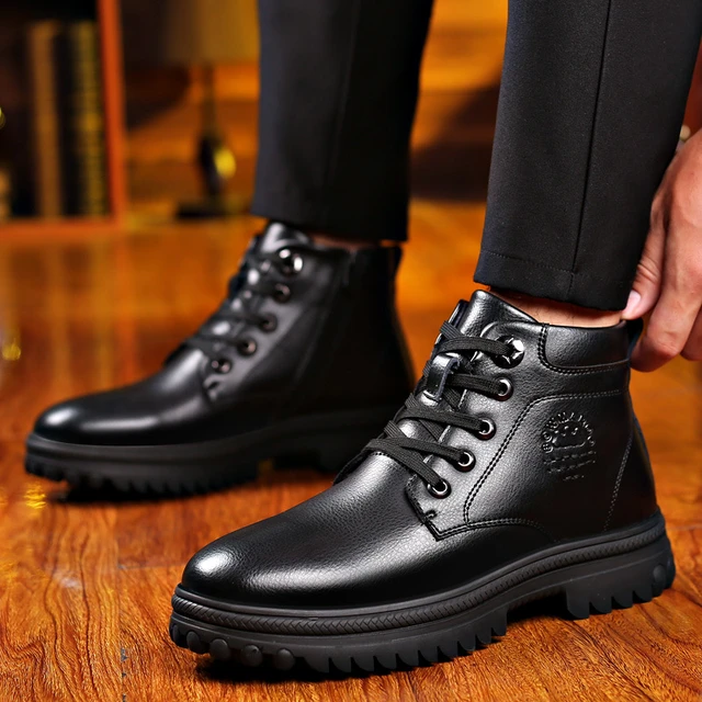 Botas De Cuero Auténtico Para Hombre. Botas Impermeables Para