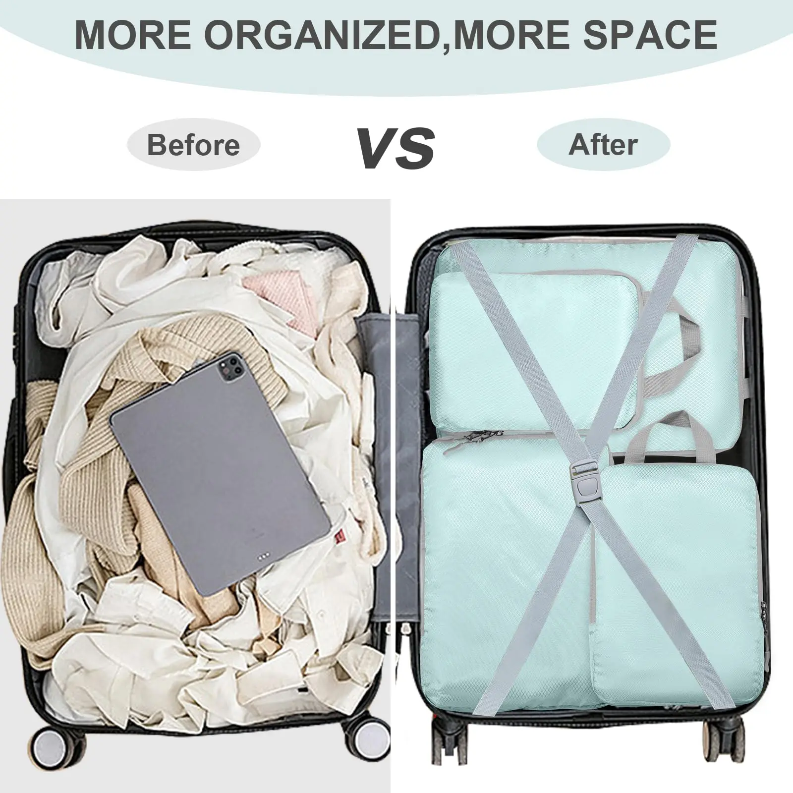 Compression Packing Cubes – Lightweight Space-Saving Travel Organizer Set
