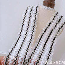 

5CM Wide Tulle Mesh Stretch White Black Embroidered Fringe Ribbon Lace Fabric Elastic Ruffle Trim Clothing Dresses Sewing Decor