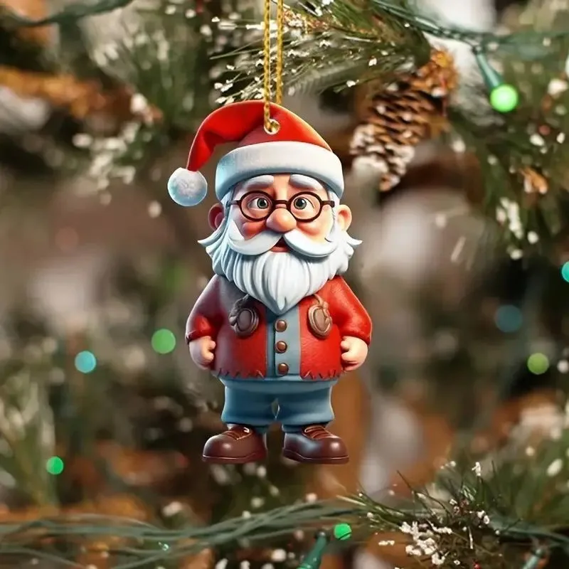 thumbnail image 1 of 20/1 piezas de decoración de árbol de Navidad de Papá Noel, colgante de acrílico para fiesta navideña, decoraciones de muñeco de nieve para anciano, colgante para coche, 1 of 5
