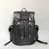 Authentic Crocodile Skin Drawstring Closure Male Black Casual Backpack Genuine Alligator Leather Men's Large Travel Bag Pack 1