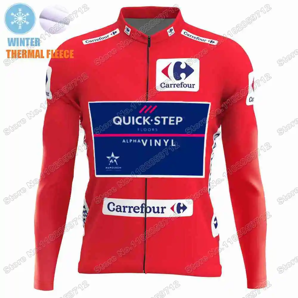 Quick Step Red Cycling Jersey Winter Set Spain Tour Cycling Clothing Men Remco Evenepoel Road Bike jacket Suit MTB Maillot