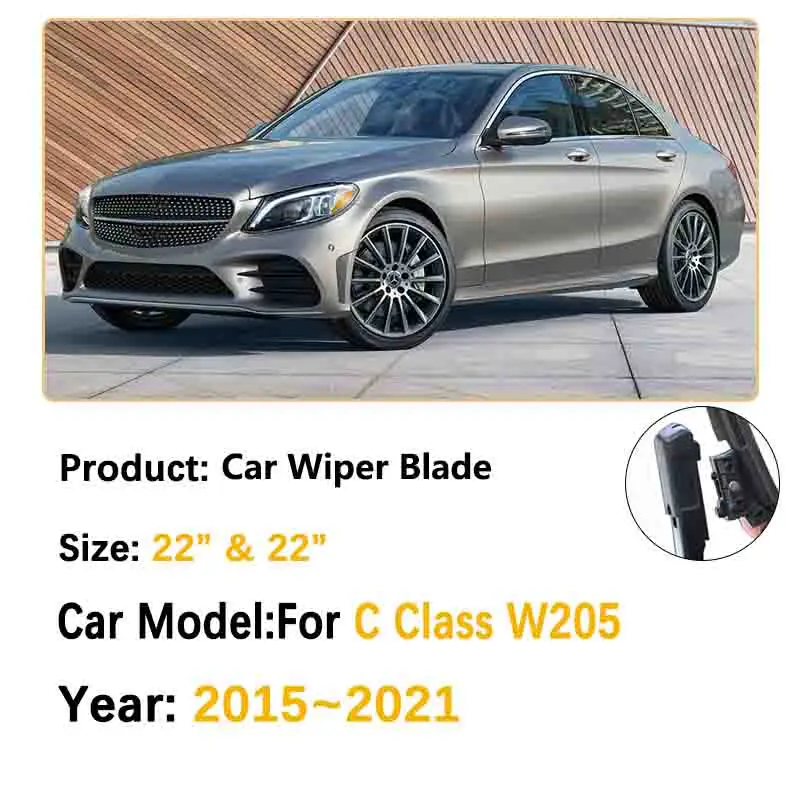 22-Inch Frameless Front Wiper Blade Set For Mercedes-Benz C-Class W205 / C300 (2015-2021) – 2-Pack