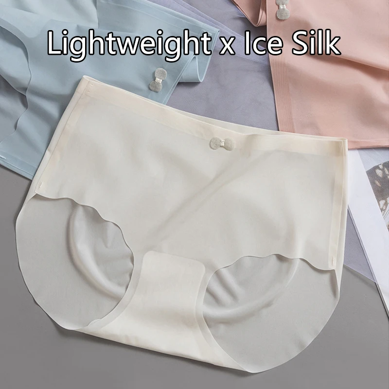 

Summer Mid Waist Ice Silk Panties Women Seamless Solid Triangle Shorts Cozy Stretch Soft Underpant Ultra-thin Intimates Briefs