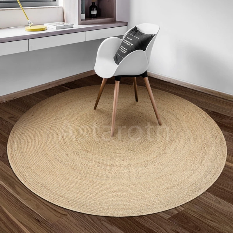 Alfombra 100% Yute Natural puro, alfombra redonda trenzada hecha a mano,  Reversible, decoración para el hogar, sala de estar, dormitorio, estilo  tejido - AliExpress