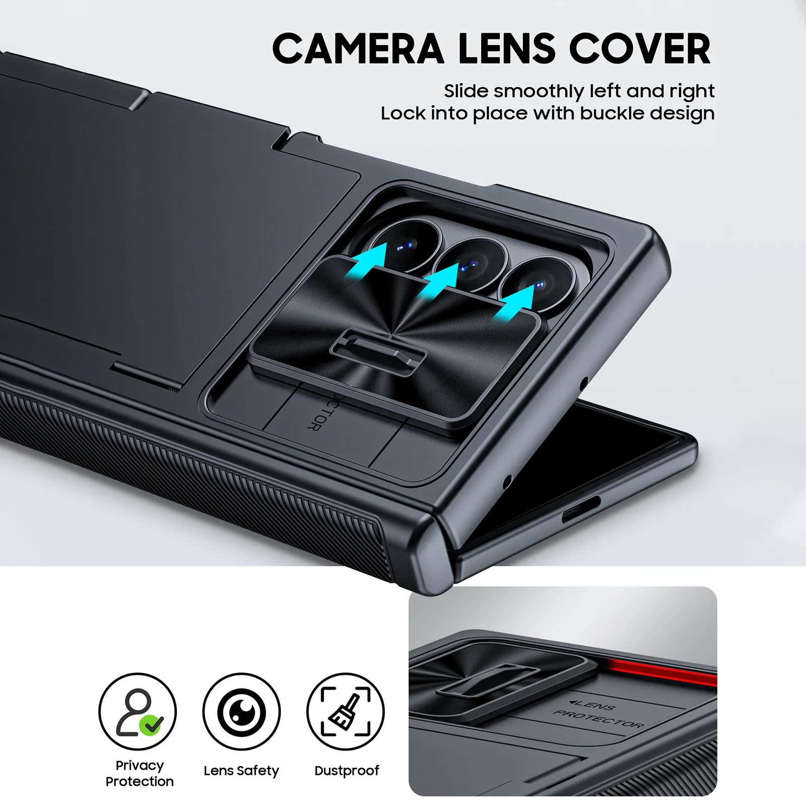 Enhanced Protective Black Wallet Case with RFID Blocking and Card Holder