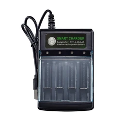 Advanced 4 - Slot Alkaline Battery Charger with Smart Repair and Recycling Function (Black)