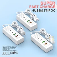Multi Ports USB C Charger Power Strip PD Type C Fast Charging Wall Charger Socket Quick Charge 3.0 EU/US/UK Plug Power Adapter 4