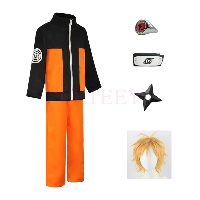 Costume d'anime Shippuden Ninja, uniforme Uzumaki, ensemble veste et pantalon, enfants et adultes, fête d'Halloween, cosplay