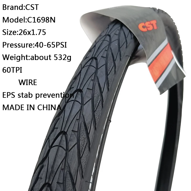 Pneu de bicicleta dobrável MTB à prova de perfuração, pneus CST 27.5x1.75, C1698N, 26X1.75, 26X1.75, Bicicleta BMX, BMX, 60TPI, 27.5