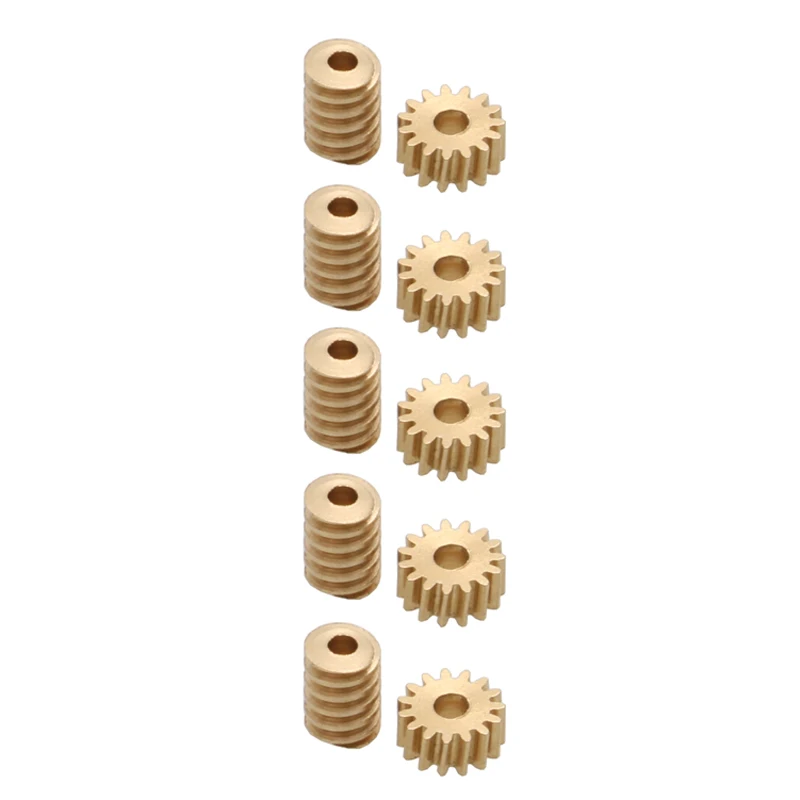 

5Set Modulus 0.2 15T Worm Gear Motor Shaft Connector Pinion Brass Reduction Gears Hole Dia 0.8mm/1mm for 1/87 DIY Transmission