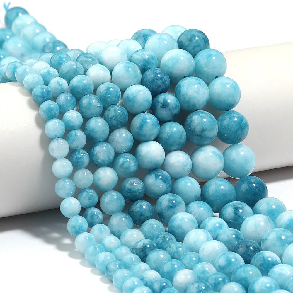 6/8/10/12mm Natürliche Larimar-Steinperlen Blaue Runde Lose Edelsteinperlen für Schmuckherstellung DIY Halsketten Armbänder Zubehör