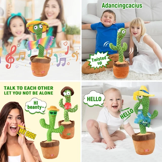 Dancing Cactus Repeat Talking Toy Electronic Plush Toys Can Sing Record Lighten Battery USB Charging Early Education Funny Gift 4
