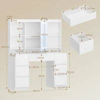 Туалетный столик с подсветкой, большим светодиодным зеркалом, регулируемой яркостью, стол для макияжа с 7 ящиками, 4 полки — изображение 6