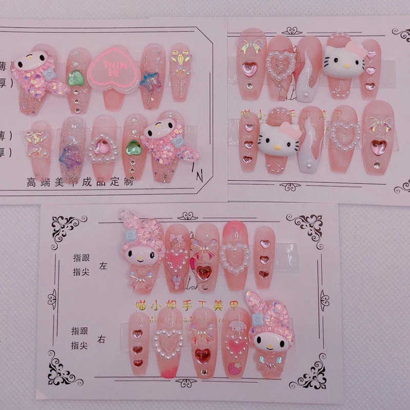 

Sanrio Mymelody Hello Kitty Kuromi Diy трехмерный патч для ногтей аниме Kawaii девушки ногтей съемный патч игрушка подарок