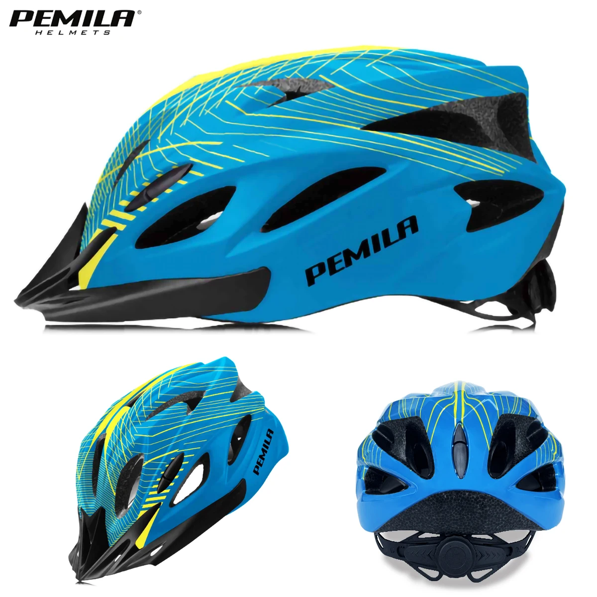 PEMILA Stripe Ultralight Road MTB Bicycle Helmet With Sun Visor DH Cycling