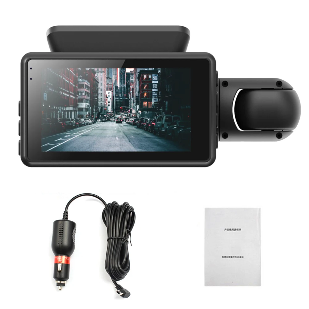 Dashcam 듀얼 카메라 HD 내부 전면 후면 카메라, 2 렌즈 레코더, 자동차 DVR 레코더, 자동 광각 야간 투시경