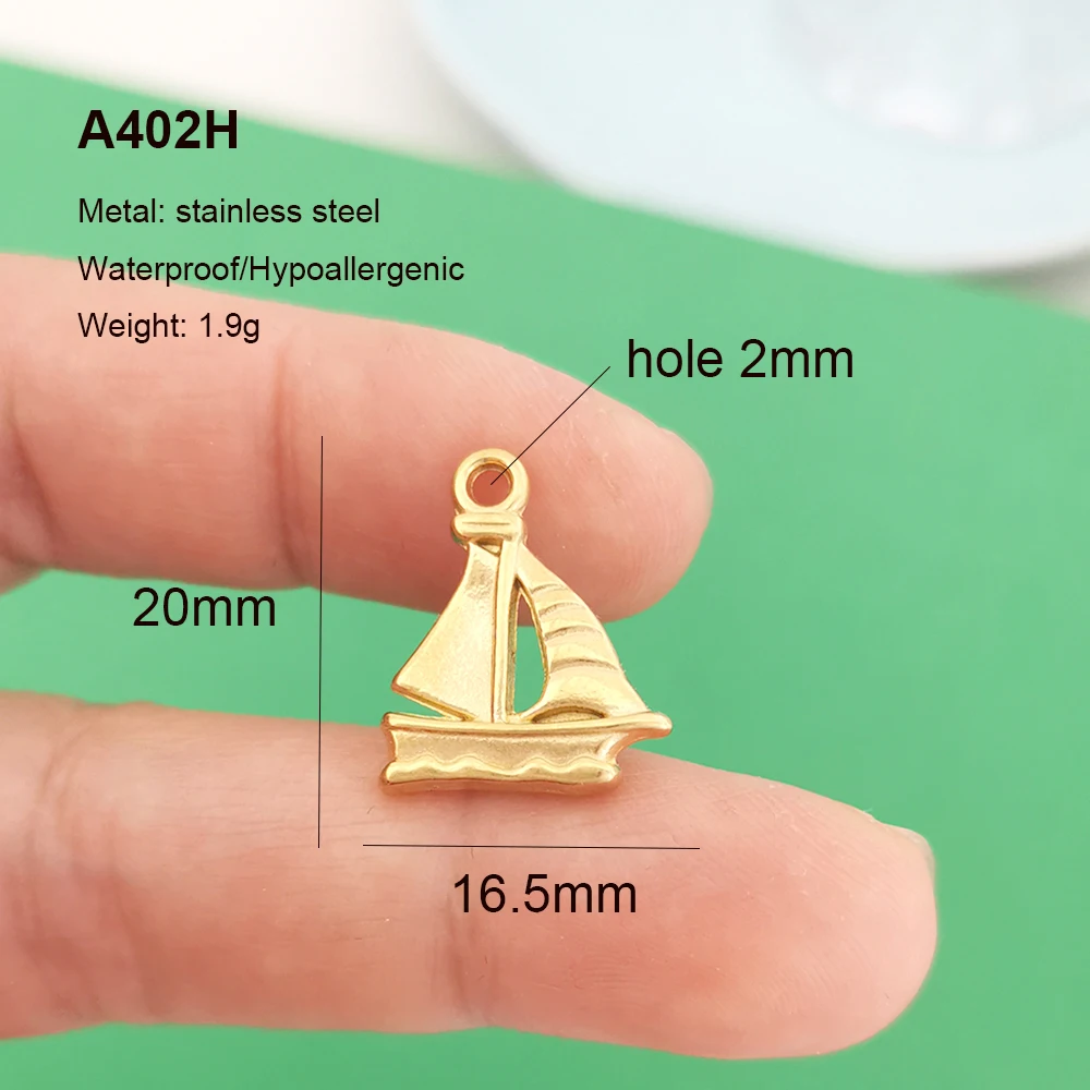 3 Stück/Set Edelstahl-Anhänger mit Emaille-Herz, Fisch, Muschel, Schleife, Hand, Uhr, Auto, Erdbeere, Goldfarben PVD, Großhandel – Detail 3