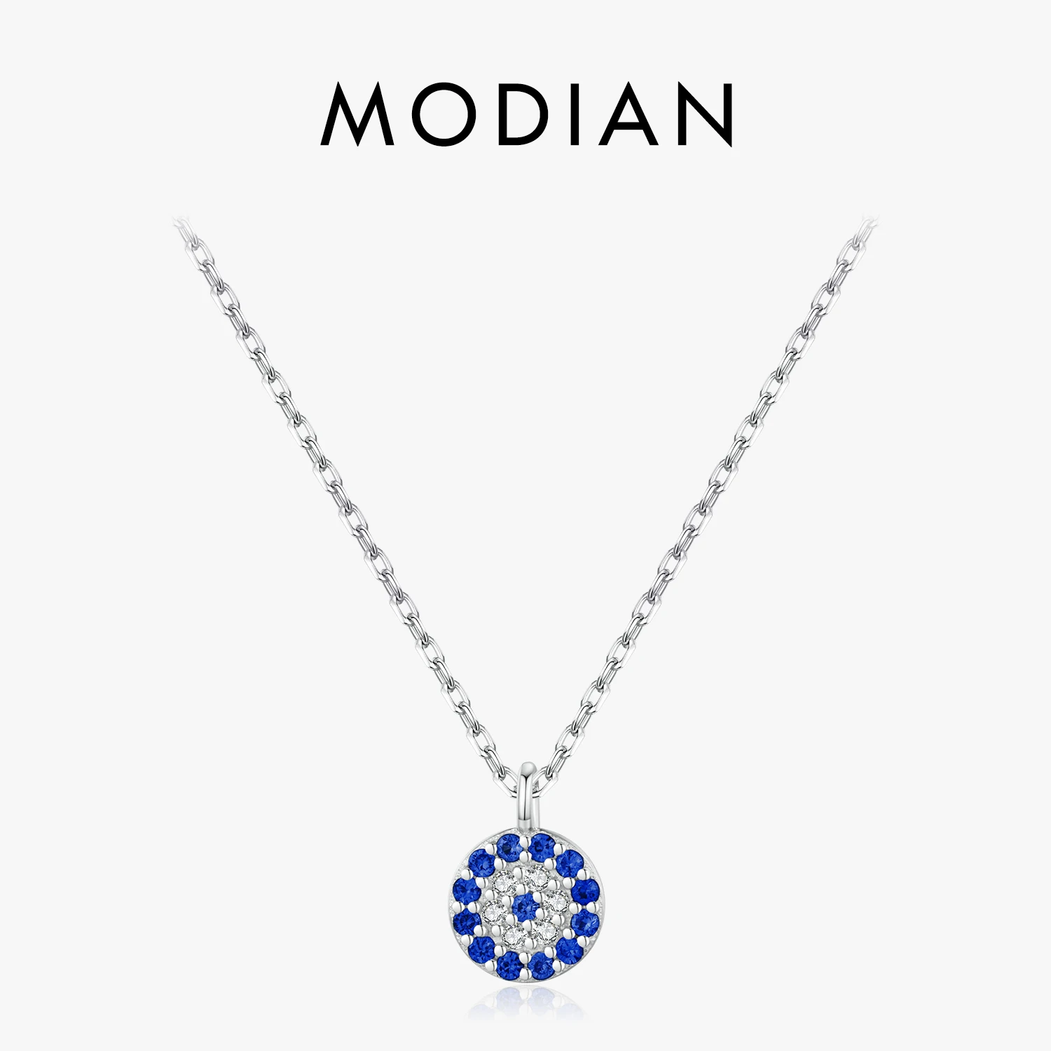 

MODIAN Blue Eye Necklace 925 Sterling Silver Zirconia Eyes Pendant Necklaces Trendy Link Chain Jewelry Gifts For Women Girls