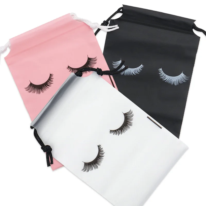 20 Stück Wimperntaschen für Kunden, rosa Kordelzug-Nachsorgtaschen, Eva-Kunststoff, Wimpernverlängerung, Make-up, Kosmetik, Reisetasche – Detail 1