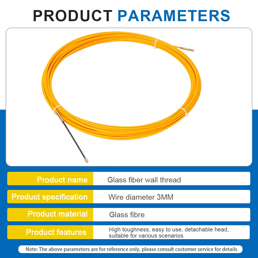 Fiberglass Cable Puller Wall Wire Conduit Fish Tape Cable guide Electrician Pushing Tape 3mm 5M/10M/20M/30M/50M cable puller