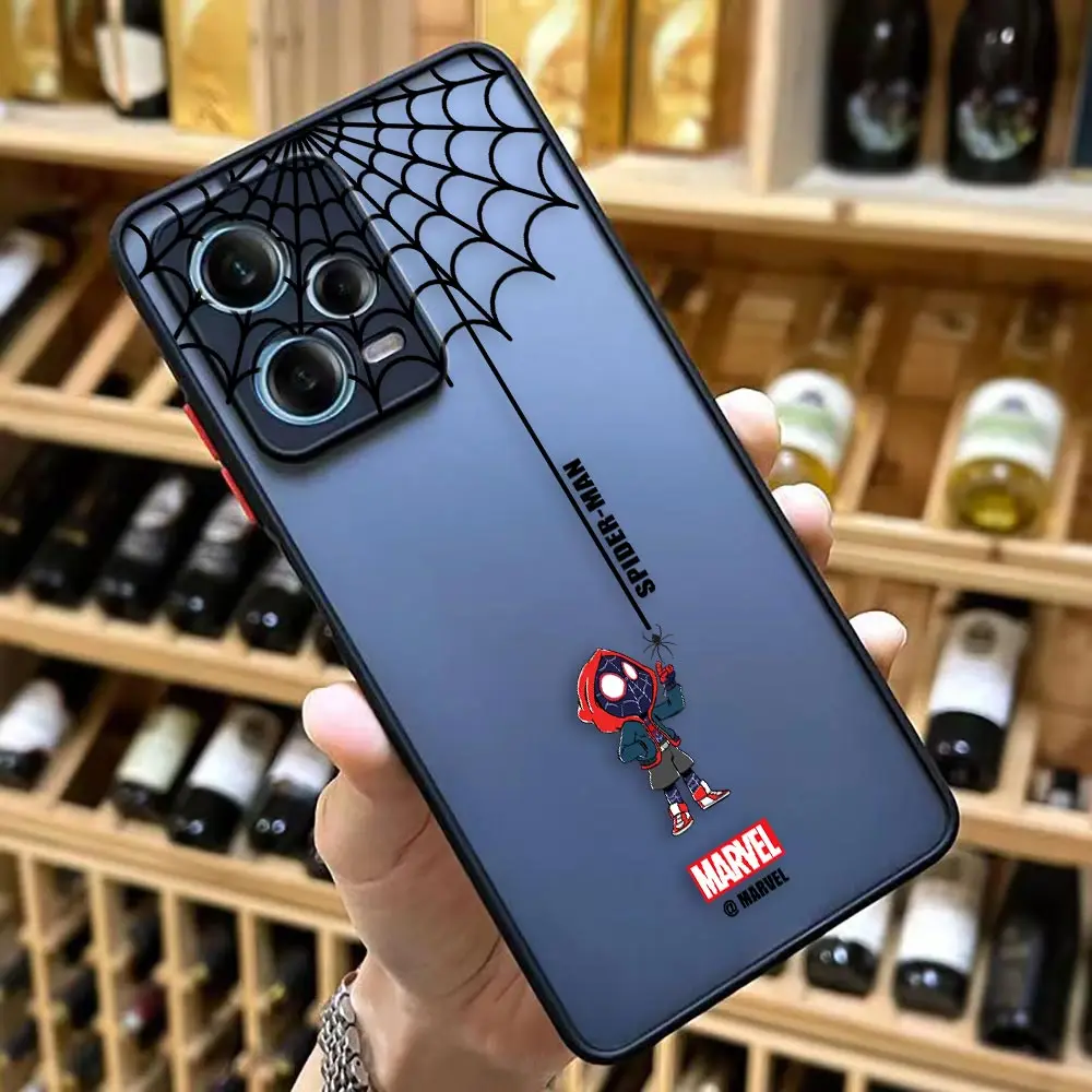 thumbnail image 1 of Matte Case for Redmi NOTE 12 11 10 11S 10S 9 9S 9T 8 7 6 5 3PRO PLUS 4G 5G Case Funda Shell Cartoon Marvel Spider-Man Spider Web, 1 of 5