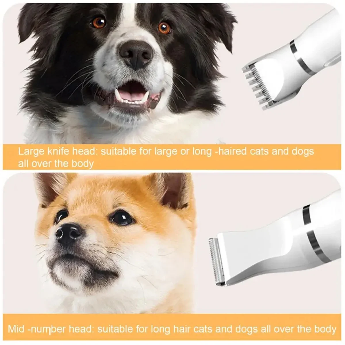 Pet Hair Trimmer Professional Cat Dog Hair Clipper Grooming Kit Rechargeable Low-Noise