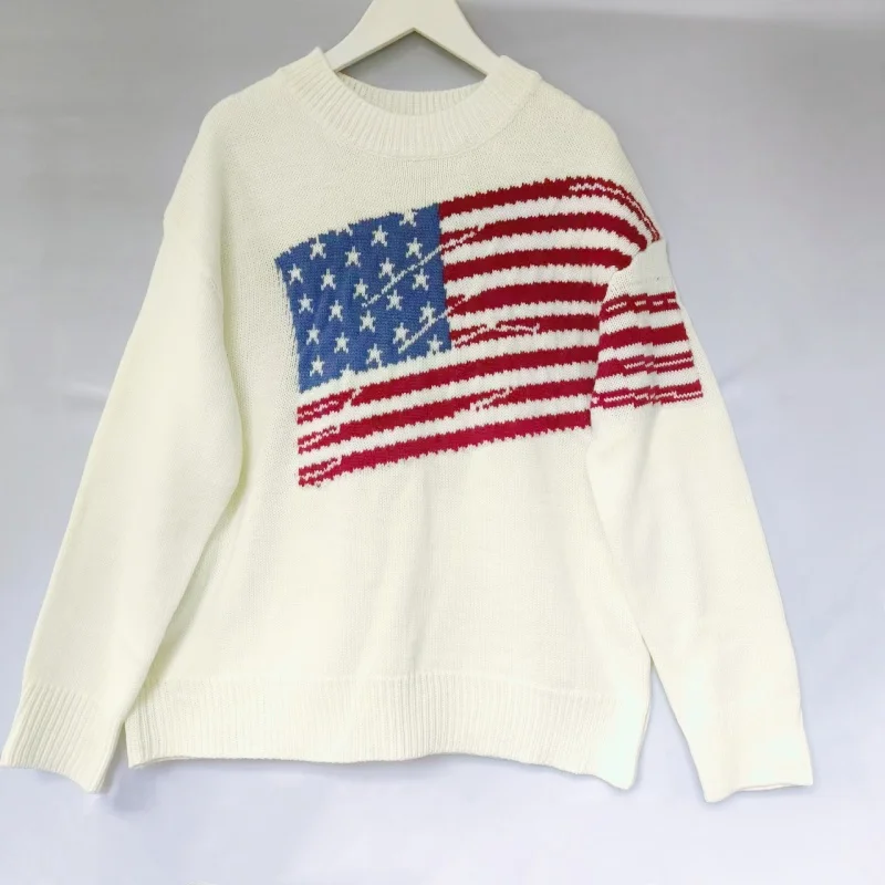 thumbnail image 1 of Suéter de punto Ralphs para mujer con bandera bordada, otoño/invierno, 2024, chaqueta tipo jersey para hombre de Laurens, 1 of 4