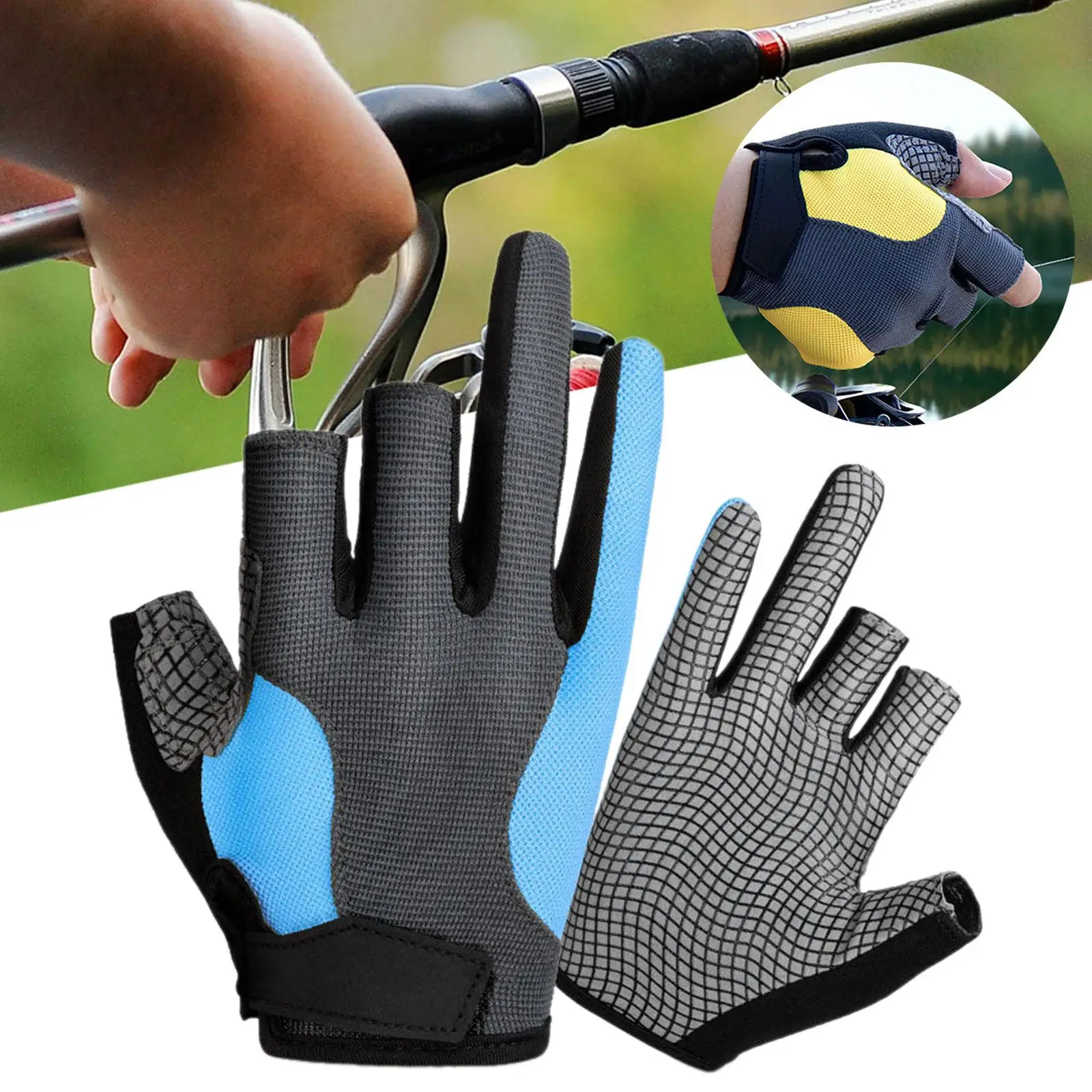 3 Cut Fingers Gloves Multifunctional Sweat Absorbent Breathable Anti Slip Ice