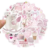 50PCS Pink Cartoon Graffiti Fun Pink DIY Stickers Scrapbook Manual Mobile Luggage Skateboard Waterproof Stickers 2