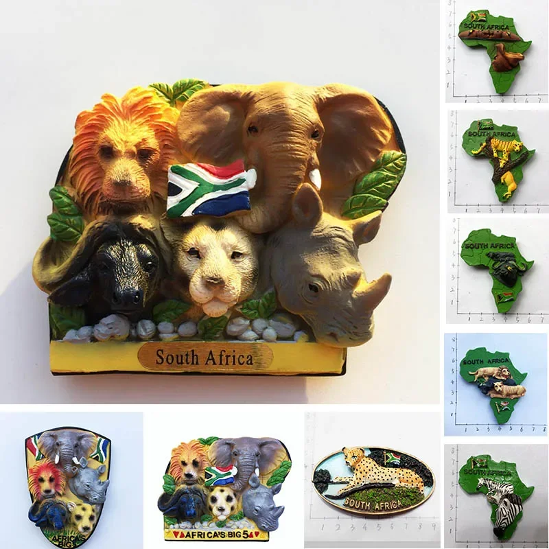 Magnete Frigorifero 3D Tanzania Big Five Animals, Souvenir Di Viaggio In Resina Fatta A Mano, Regalo Originale