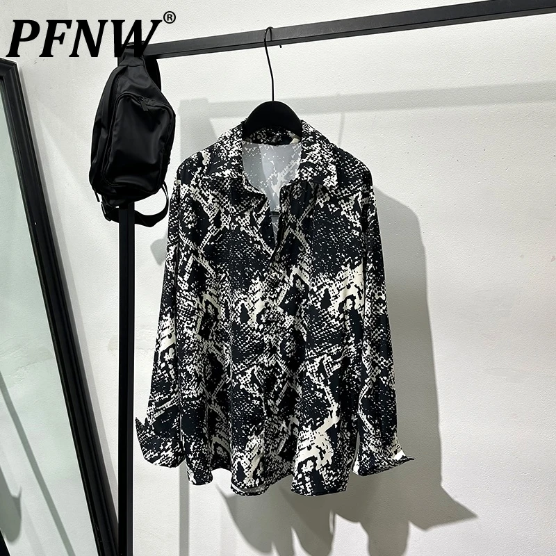 

Мужская свободная рубашка PFNW, рубашка с отложным воротником и длинным рукавом, контрастных цветов, в темном стиле, летняя одежда, 21Z4932