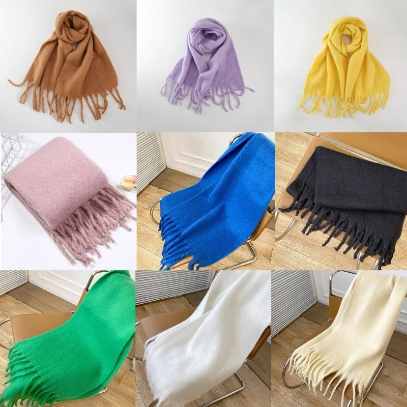 

Fashion Fringed Solid Color Scarf Male Female Warm Scarf Women Scarf Pilling Resistant Girls Boy Cold Weather Neck Dropshipping