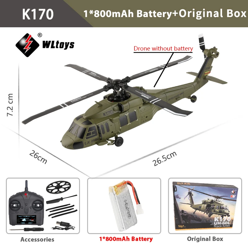 WLtoys K170 RC Helicopter 2.4G 6-Aixs Gyroscope 4CH Altitude