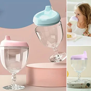 Eco-Friendly PC Material Baby Bottle with High-Foot Cup Design, Anti-Drop and High-Temperature Resistance, Learning Drinking Cup