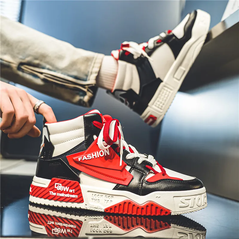 Skateboarding Shoes Sports Shoes Winter High Top Skateboarding Shoes Man Fashion Casual Leather Sneakers Men Trend Outdoor Non-slip