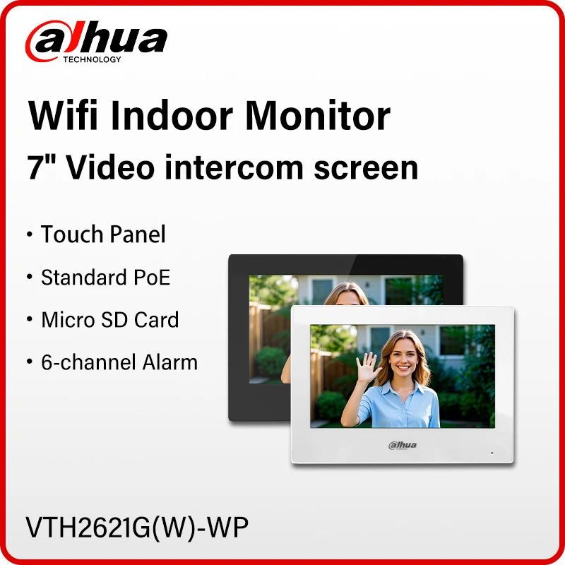 Dahua 7" WiFi Indoor Monitor Smart Home Video Intercom VTO System IP Camera Security Screen Wirelessly PoE HD Panel VTH2621GW-WP