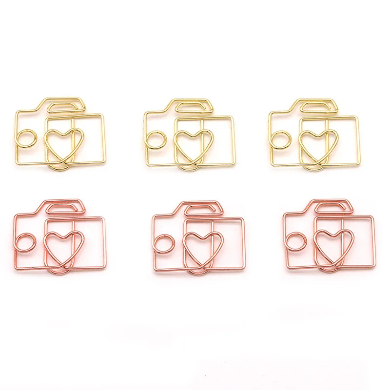 

New Design Camera Shape Creative Paper Clip Metal Paper Clips Decorative Shaped Golden Paperclip Rose Gold Paperpins For Planner