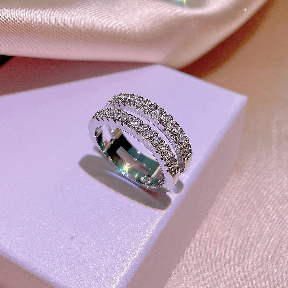 925 Sterling Silver Water Drop Zircon Stone Ring Finger For Women
