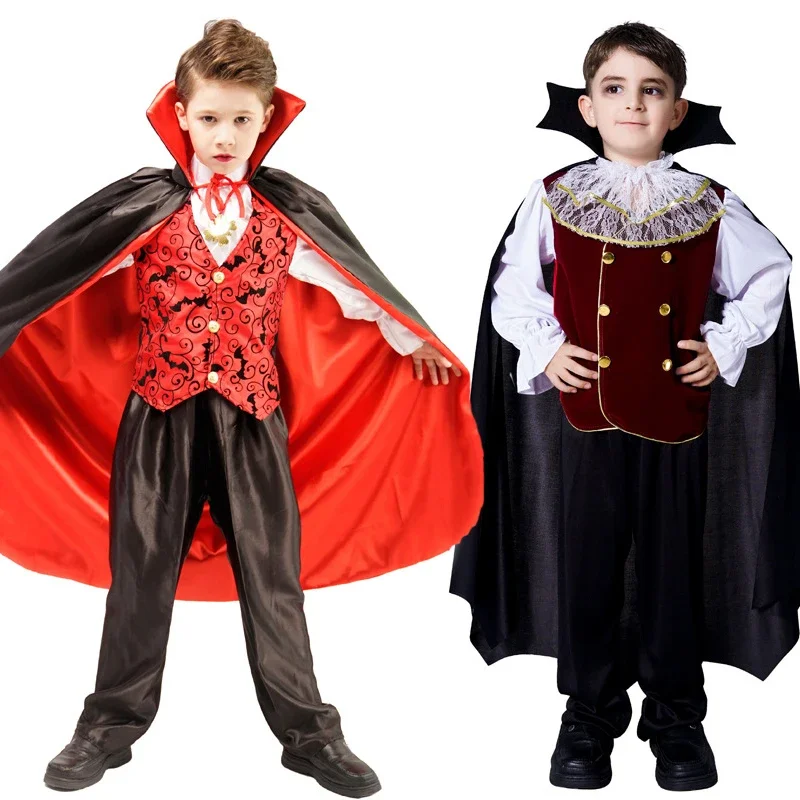 Spaventoso Vampiro Dracula Ragazzi Costume Cosplay Fantasia Halloween Carnival Party Kids Child Earle Dracula Gothic Vampire Costume