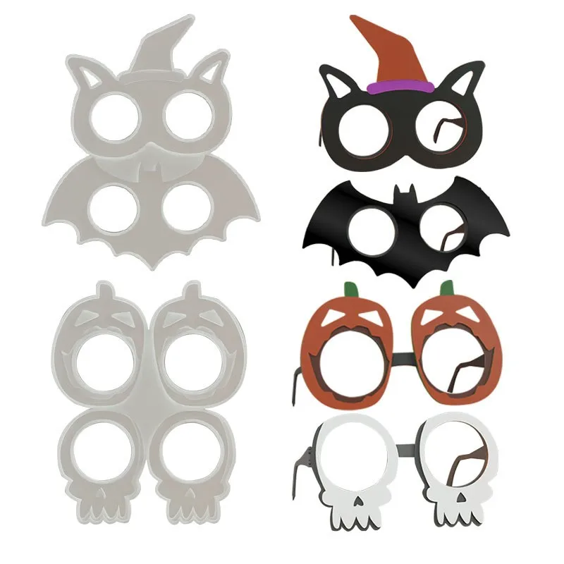 

DIY Halloween Pumpkin Glasses Silicone Mold Cat Bat Shaped Glasses Crystal Epoxy Resin Molds Gift Making Tools