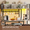 Itaar 47.2 Inch Bakers Rack with Power Outlet, Microwave Stand with Storage, Farmhouse Coffee Bar Cabinet Station with Wine Rack 5