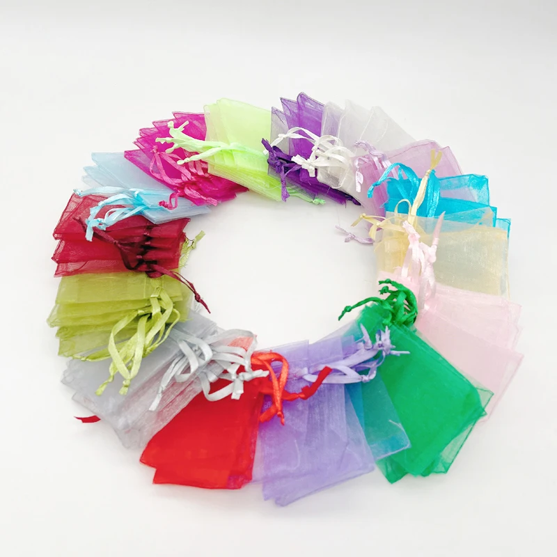 

100pcs Jewelry Storage Bags 17x23 Organza Gift Bag Wedding Packing Sachet Bag Mesh Mini Gift Pouch Small Drawstring Organza Bags
