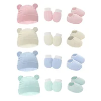2-3pcs Spring and Autumn Baby Hat ear shape Bonnet Gloves Socks Set  Newborn Hats Fall Casual Photography Props Nightcap Fashion 1