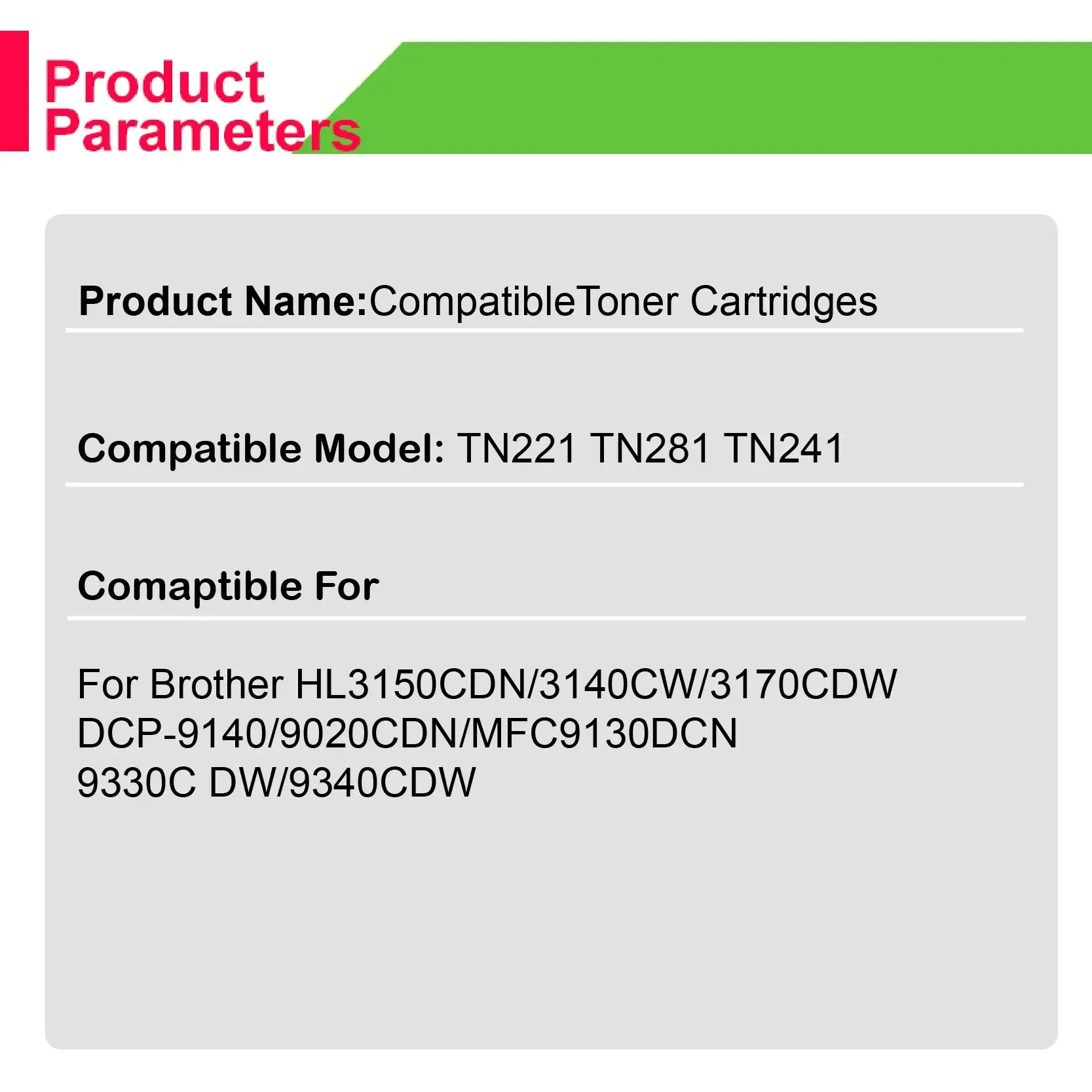 Cartucho de Toner para Brother Compatível para Brother Tn281 285 261 Tn221 Hl3150 3170 9020cdn 9140 Mfc9340cdw Caixa do pó Mfc9330cdw - Imagem 6