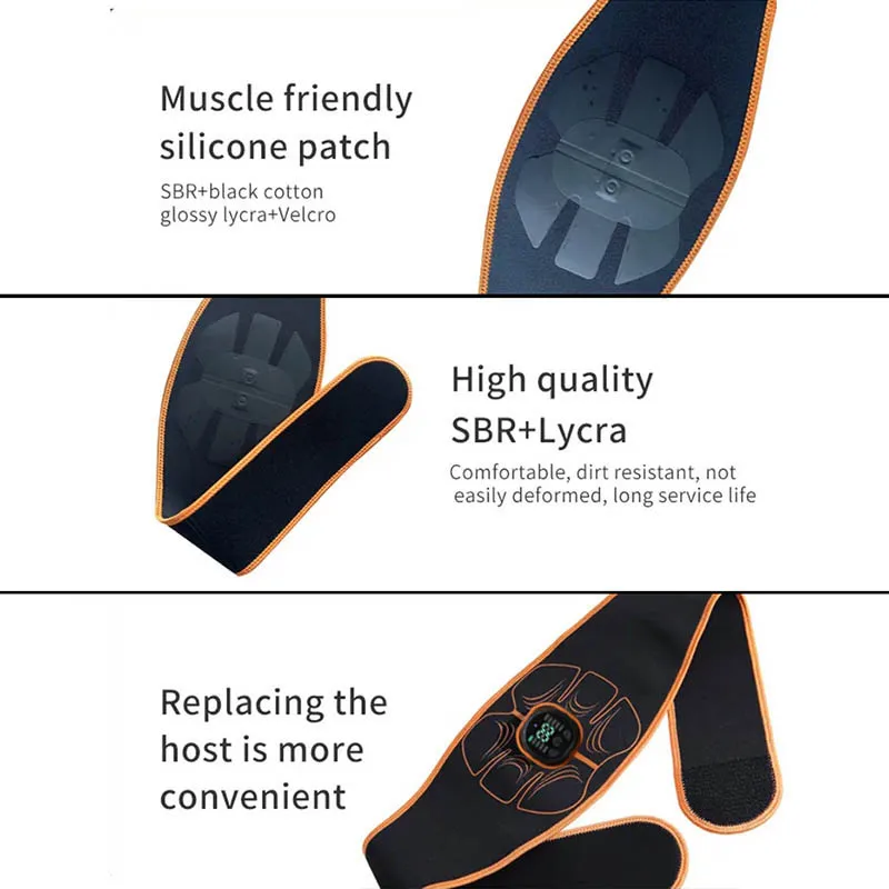 EMS Muscle Stimulator Belt Trainer Smart Abdominal Training Belts Electric Body Weight Loss Slimming Massage Device USB Recharge
