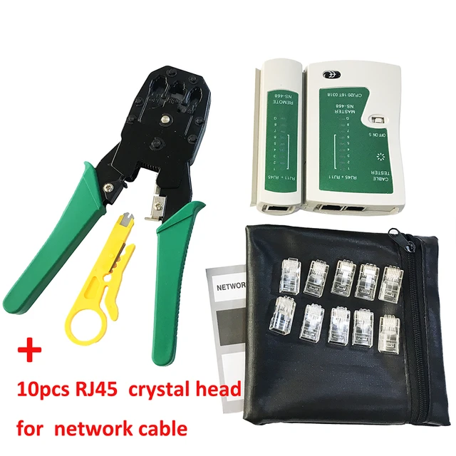 Kit Testeur câbles réseau RJ11 RJ12 RJ45 Cat5 UTP LAN avec pince à Sertir