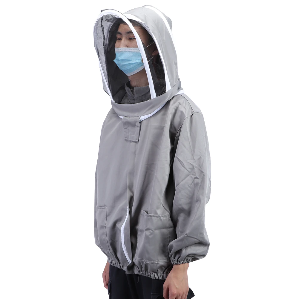 Beekeeping Protective Veil Jacket Polyester Cotton Breathable Comfortable Bee Suit Smock with Double Zippers Beekeeper Accessory