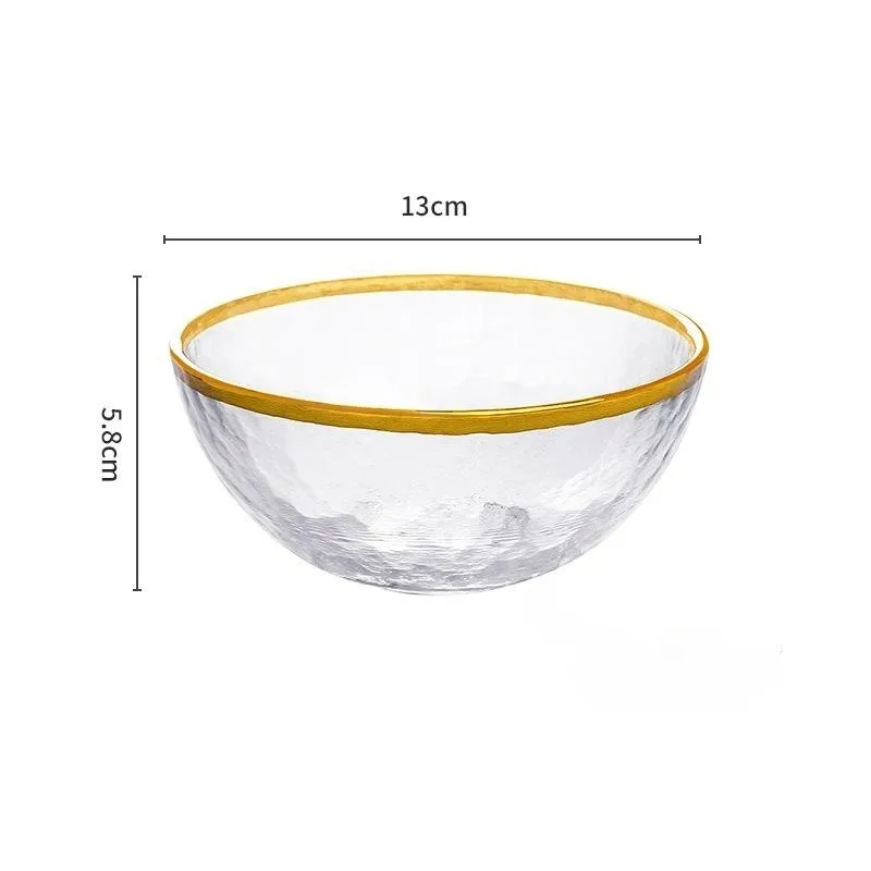Clear Glass Dining Plates, Salad Dishes and Bowls, Gold Plated Edge Service Plate, Dinnerware